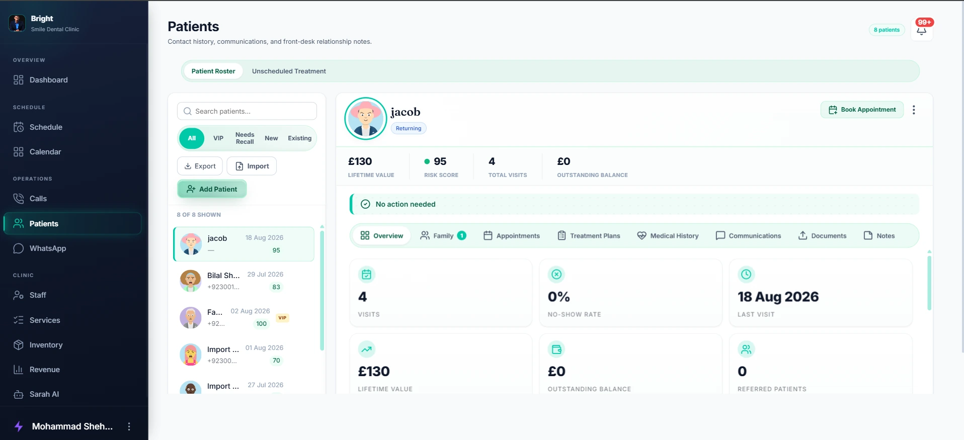 Patients & Communication — supplied Denora product interface